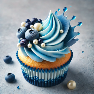 DALL·E 2025-03-04 17.52.01 – A mesmerizing ‘Blue Cadaqués’ cupcake with a soft vanilla and blueberry base, filled with a creamy white chocolate and blueberry ganache. The cupcake – copia (2) (2) Blau Cadaqués